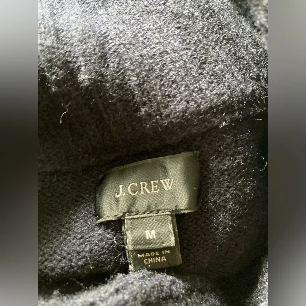 J Crew Mens Lambswool Sweater Shawl Collar Pullover Navy Blue Warm Size M